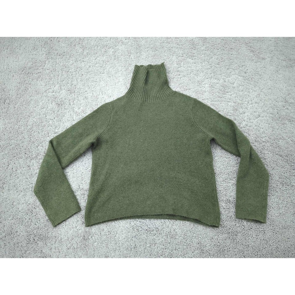 Mango Sweater Womens L Green Pullover Turtleneck Long Sleeve Knit Cropped